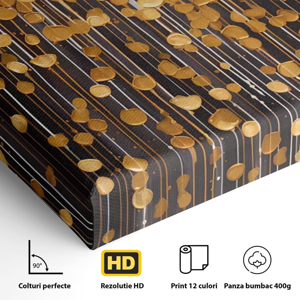 Tablou Canvas Premium LuxCanva® A1507, Ploaie De Lumini , Perdea Luminata, Auriu, Abstract, Decorativ, Room, Culori Vibrante