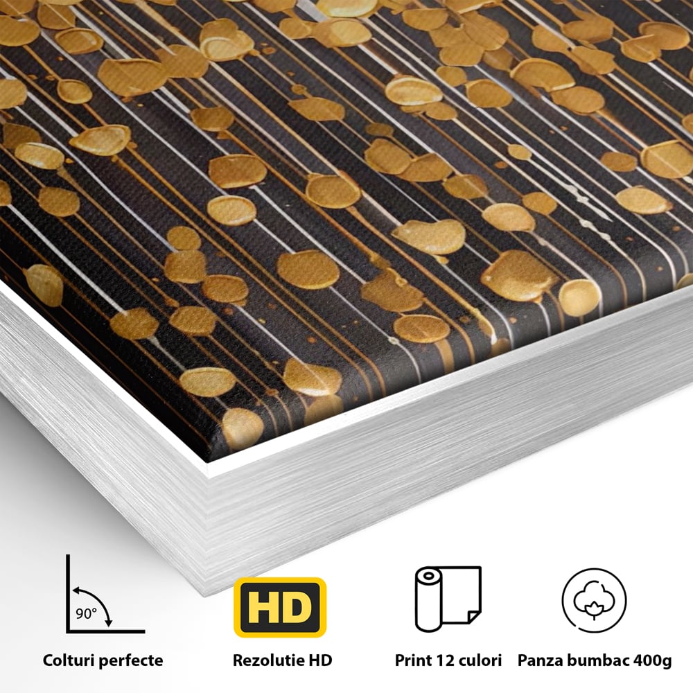 Tablou Canvas Premium LuxCanva® A1507, Ploaie De Lumini , Perdea Luminata, Auriu, Abstract, Decorativ, Room, Culori Vibrante