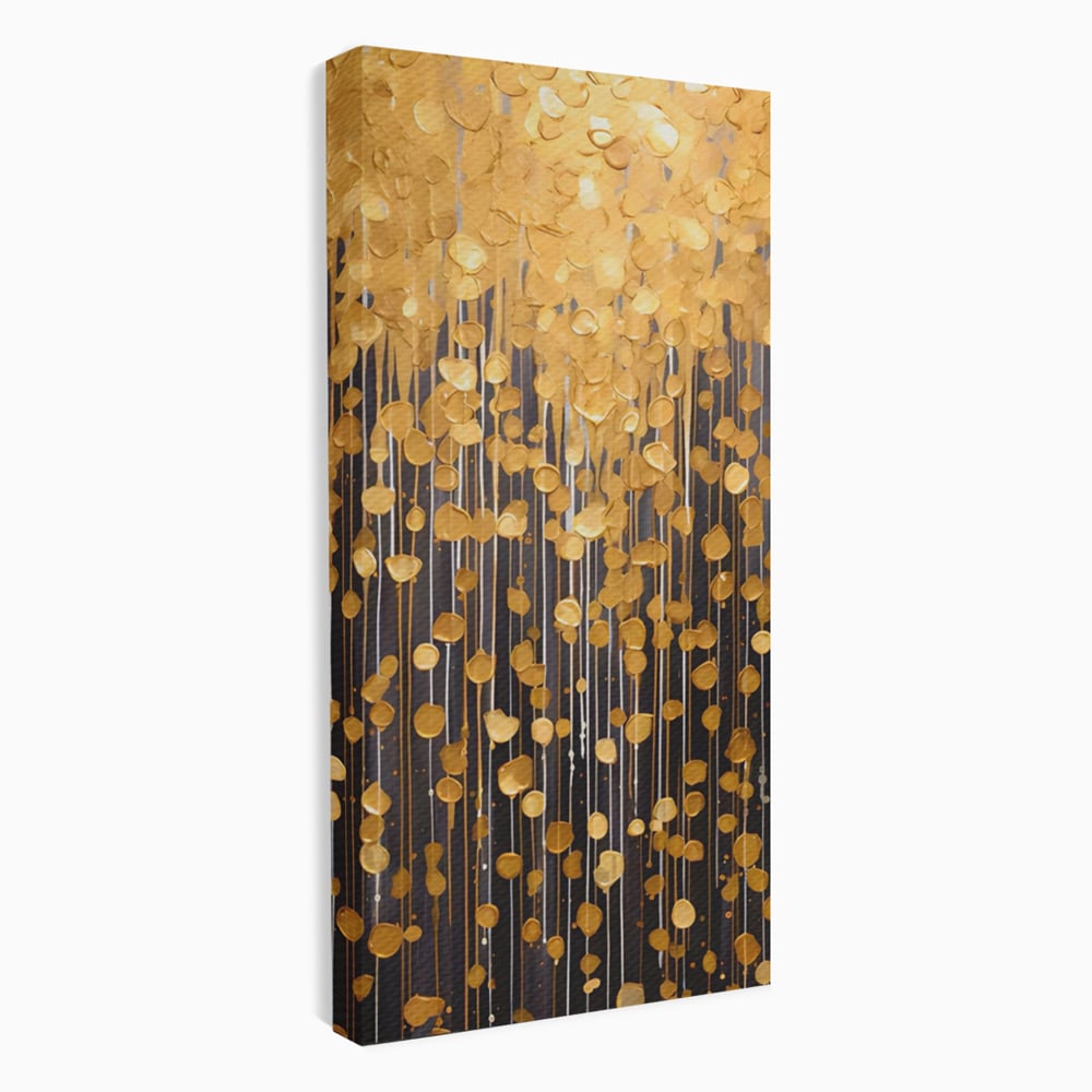 Tablou Canvas Premium LuxCanva® A1507, Ploaie De Lumini , Perdea Luminata, Auriu, Abstract, Decorativ, Room, Culori Vibrante