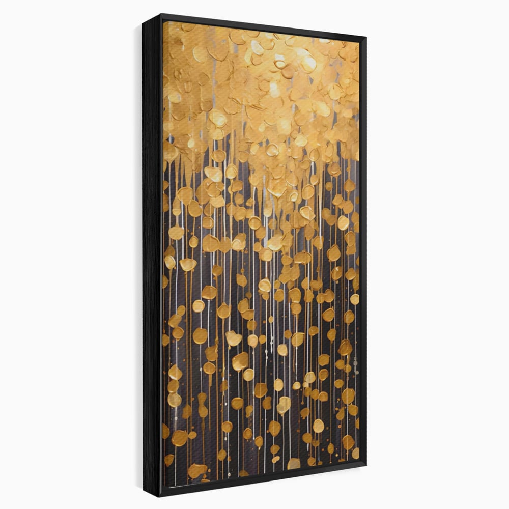 Tablou Canvas Premium LuxCanva® A1507, Ploaie De Lumini , Perdea Luminata, Auriu, Abstract, Decorativ, Room, Culori Vibrante