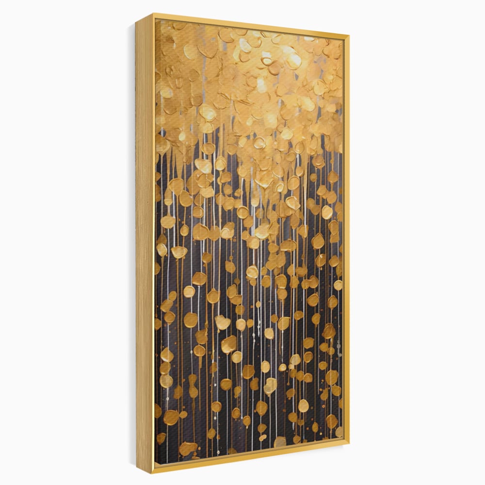 Tablou Canvas Premium LuxCanva® A1507, Ploaie De Lumini , Perdea Luminata, Auriu, Abstract, Decorativ, Room, Culori Vibrante