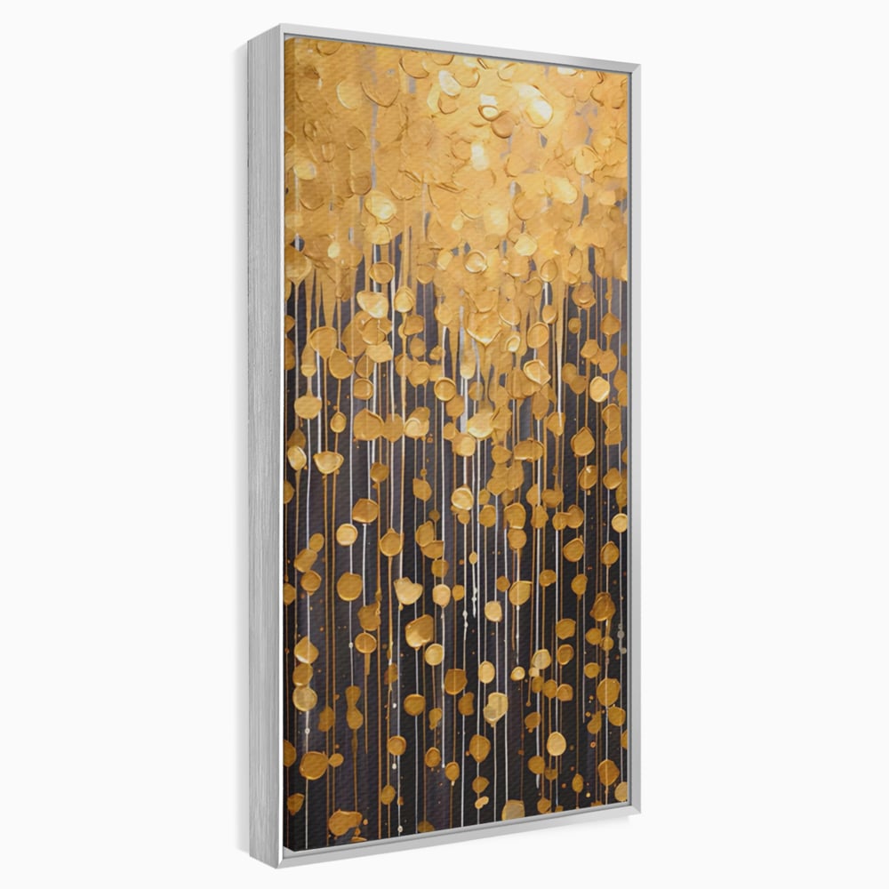 Tablou Canvas Premium LuxCanva® A1507, Ploaie De Lumini , Perdea Luminata, Auriu, Abstract, Decorativ, Room, Culori Vibrante