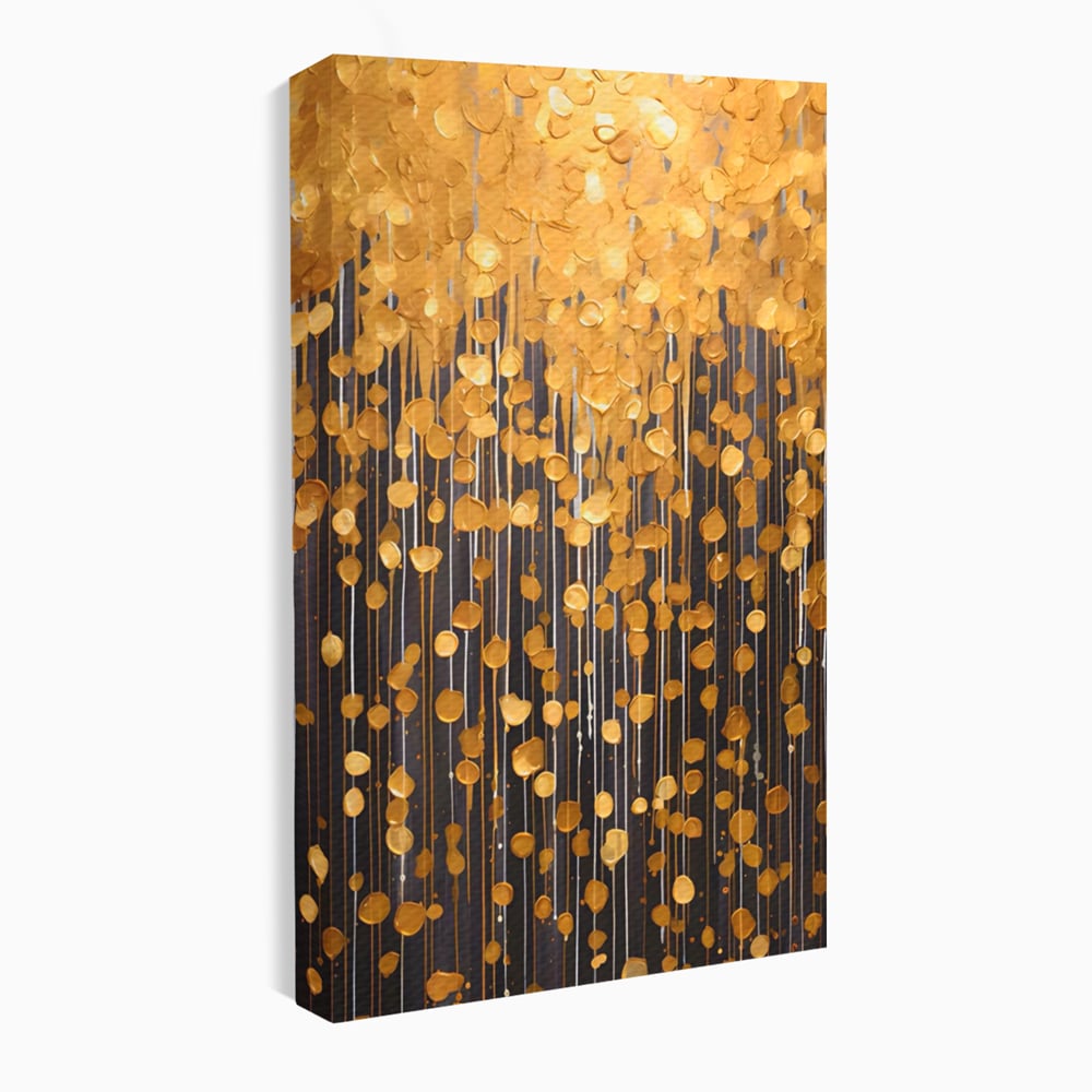 Tablou Canvas Premium LuxCanva® A1507, Ploaie De Lumini , Perdea Luminata, Auriu, Abstract, Decorativ, Room, Culori Vibrante