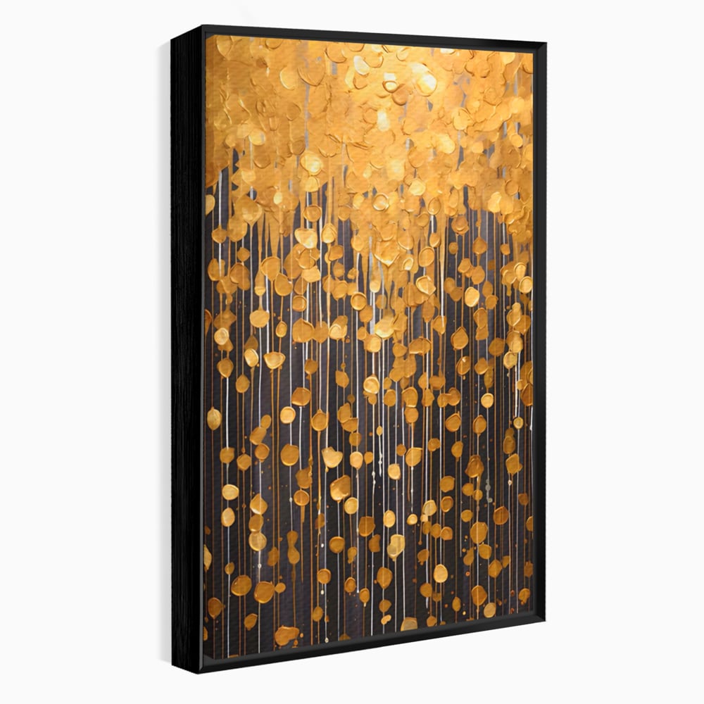 Tablou Canvas Premium LuxCanva® A1507, Ploaie De Lumini , Perdea Luminata, Auriu, Abstract, Decorativ, Room, Culori Vibrante