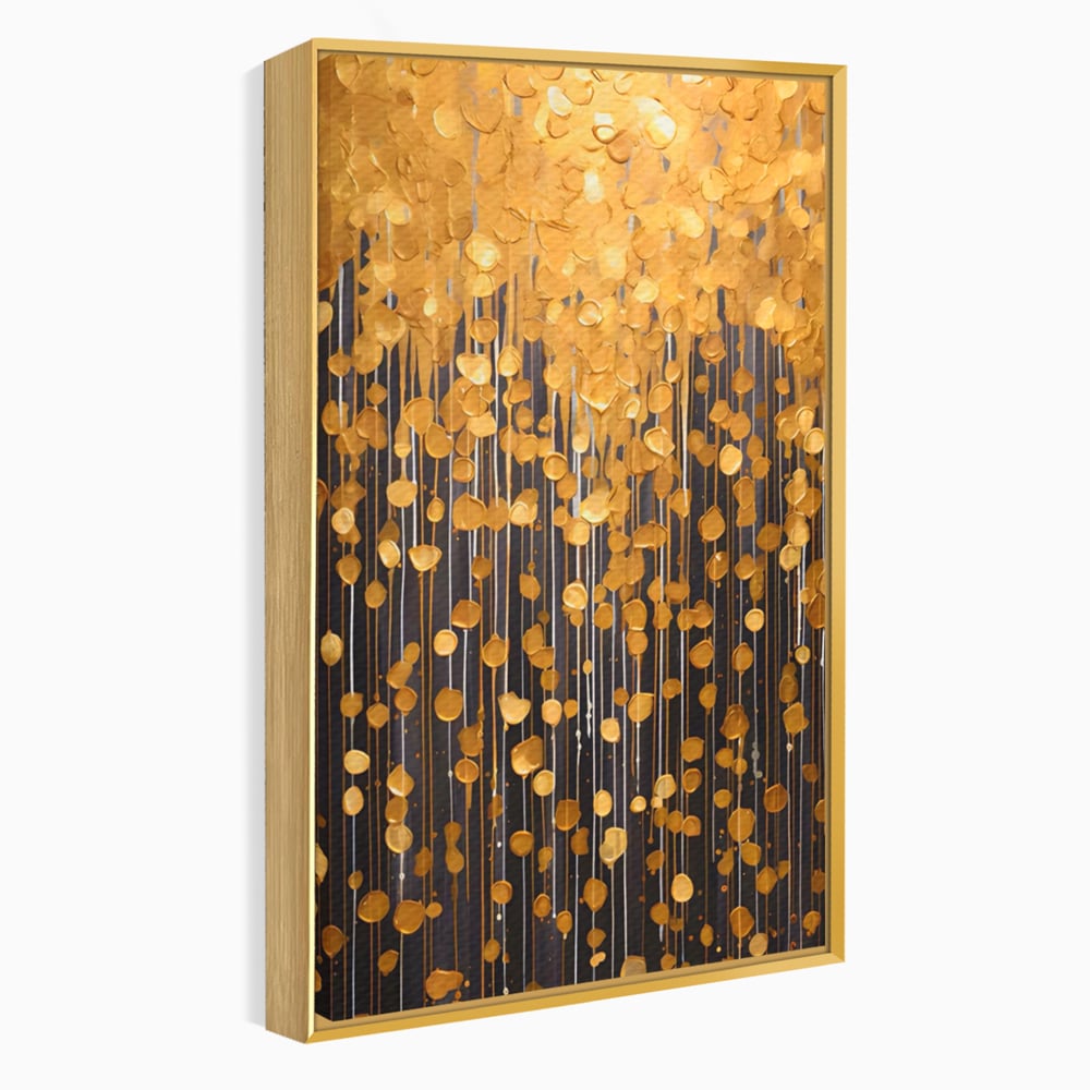 Tablou Canvas Premium LuxCanva® A1507, Ploaie De Lumini , Perdea Luminata, Auriu, Abstract, Decorativ, Room, Culori Vibrante