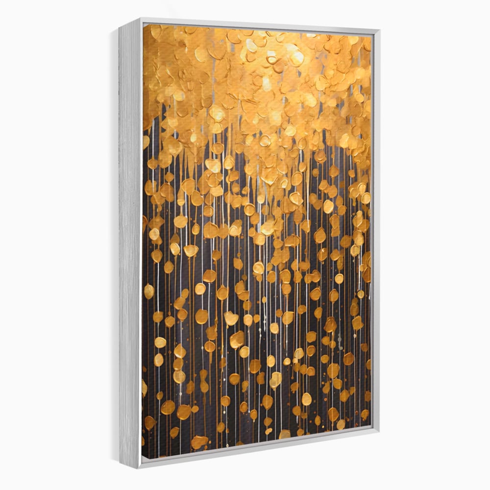 Tablou Canvas Premium LuxCanva® A1507, Ploaie De Lumini , Perdea Luminata, Auriu, Abstract, Decorativ, Room, Culori Vibrante