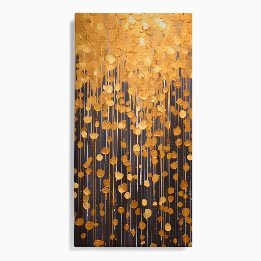 Tablou Canvas Premium LuxCanva® A1507, Ploaie De Lumini , Perdea Luminata, Auriu, Abstract, Decorativ, Room, Culori Vibrante