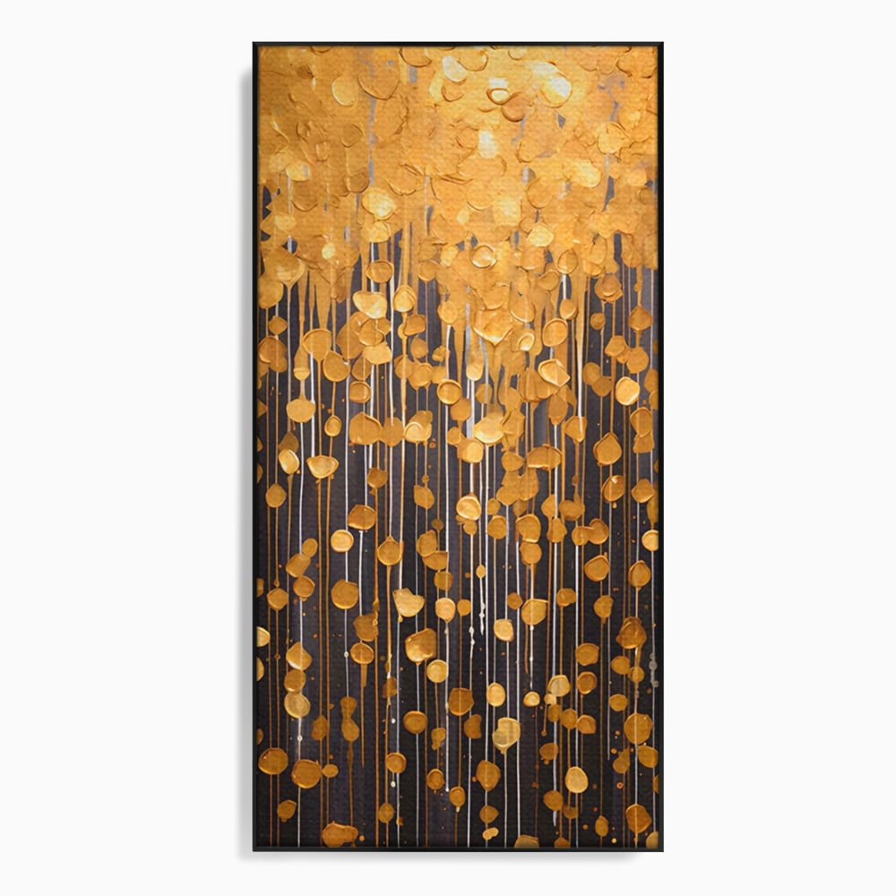 Tablou Canvas Premium LuxCanva® A1507, Ploaie De Lumini , Perdea Luminata, Auriu, Abstract, Decorativ, Room, Culori Vibrante