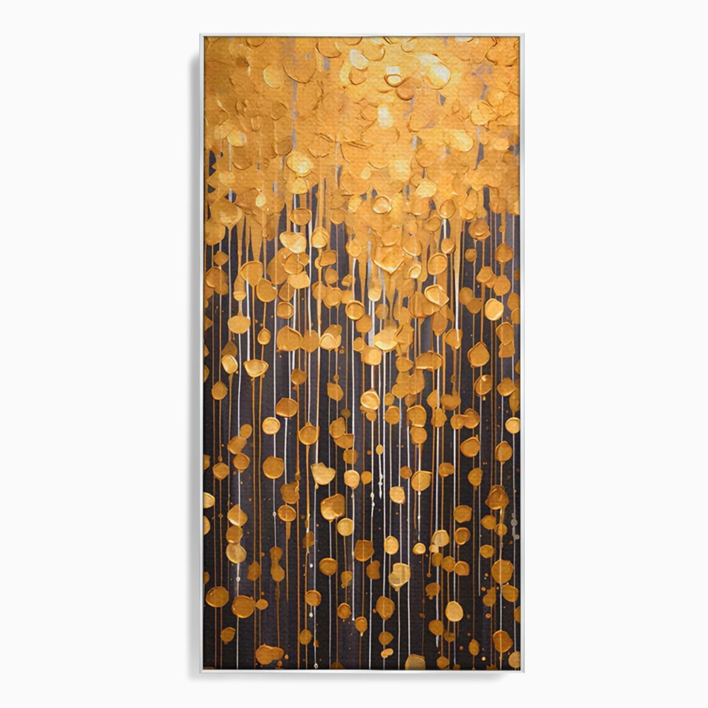 Tablou Canvas Premium LuxCanva® A1507, Ploaie De Lumini , Perdea Luminata, Auriu, Abstract, Decorativ, Room, Culori Vibrante