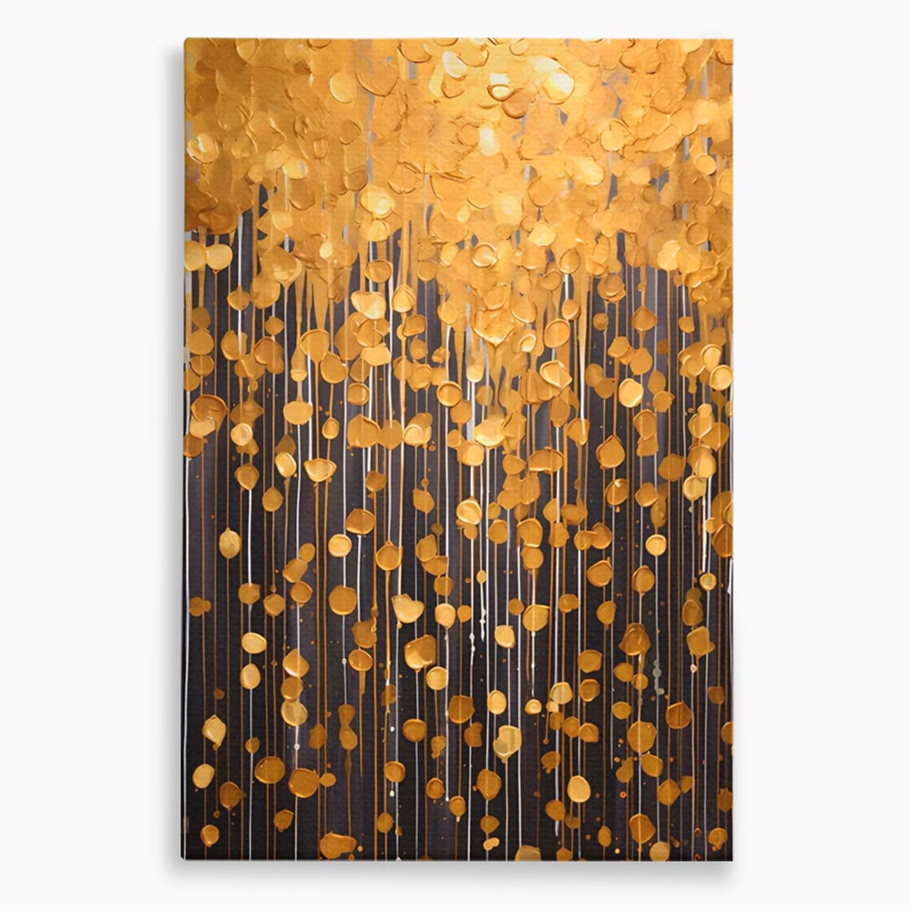 Tablou Canvas Premium LuxCanva® A1507, Ploaie De Lumini , Perdea Luminata, Auriu, Abstract, Decorativ, Room, Culori Vibrante