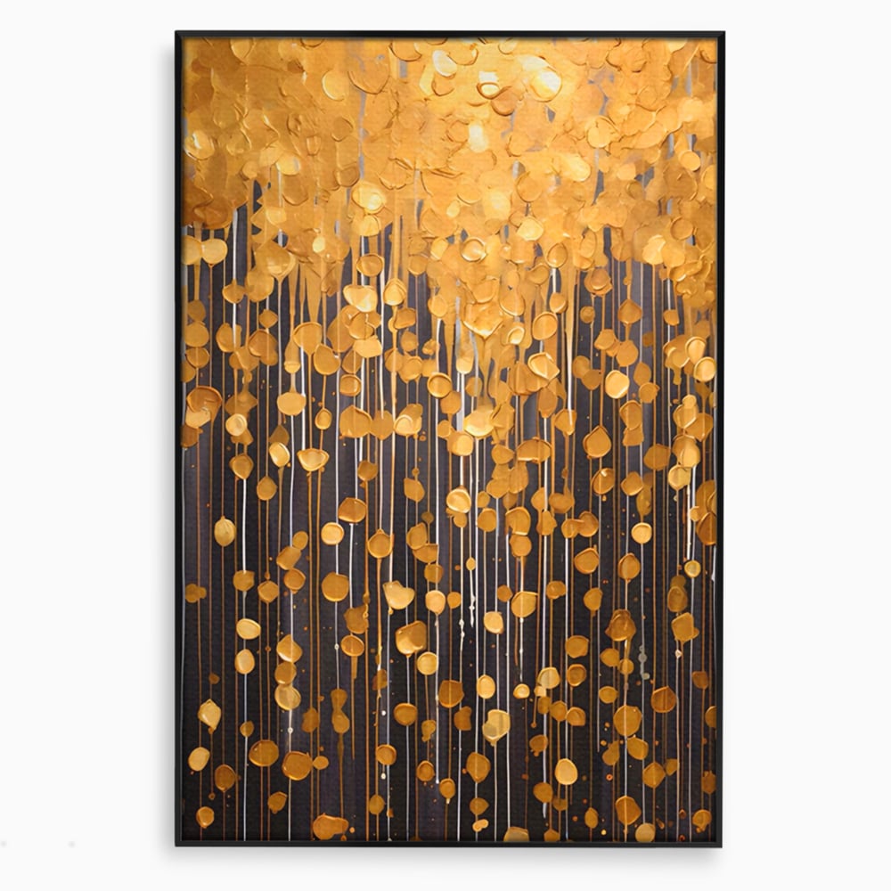Tablou Canvas Premium LuxCanva® A1507, Ploaie De Lumini , Perdea Luminata, Auriu, Abstract, Decorativ, Room, Culori Vibrante