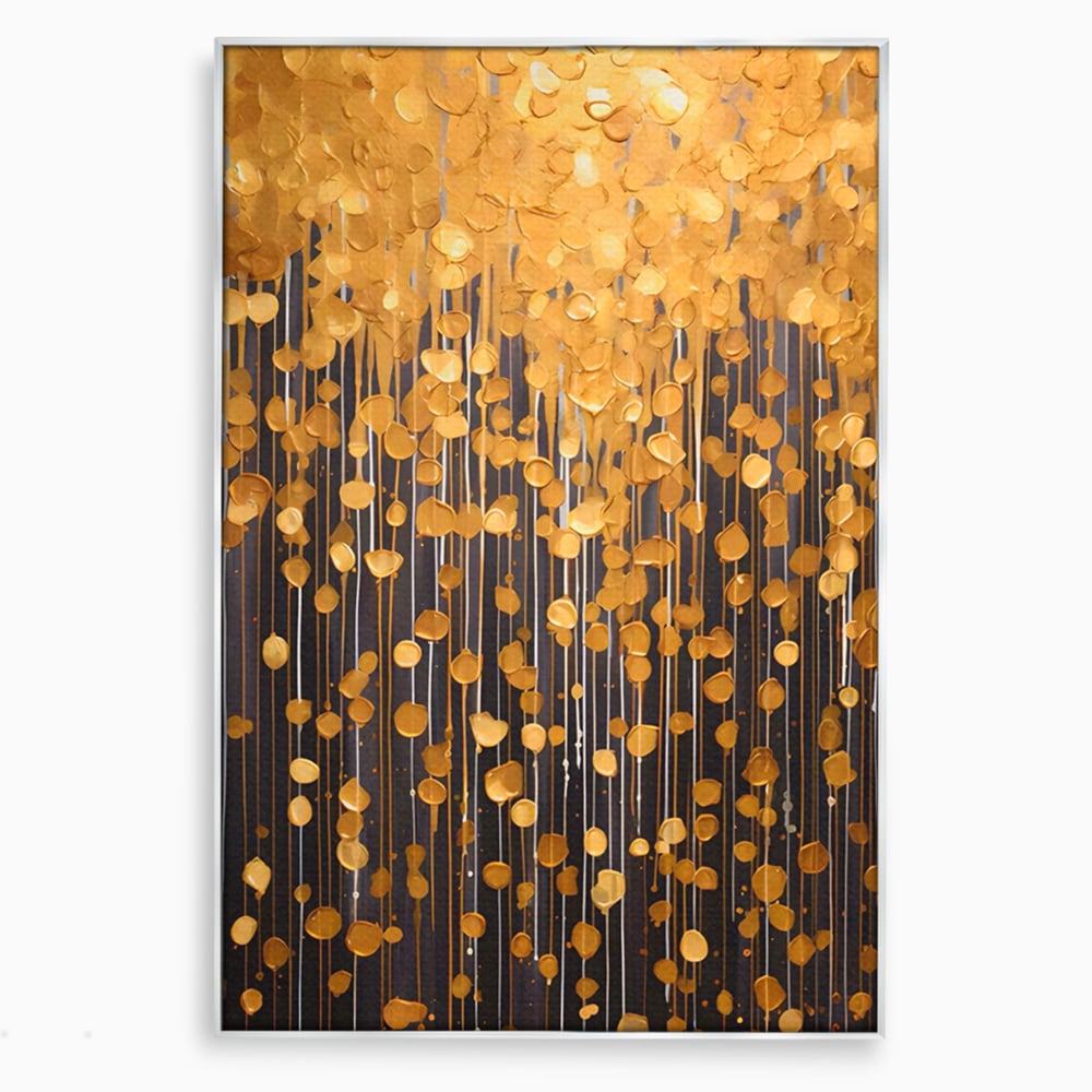 Tablou Canvas Premium LuxCanva® A1507, Ploaie De Lumini , Perdea Luminata, Auriu, Abstract, Decorativ, Room, Culori Vibrante