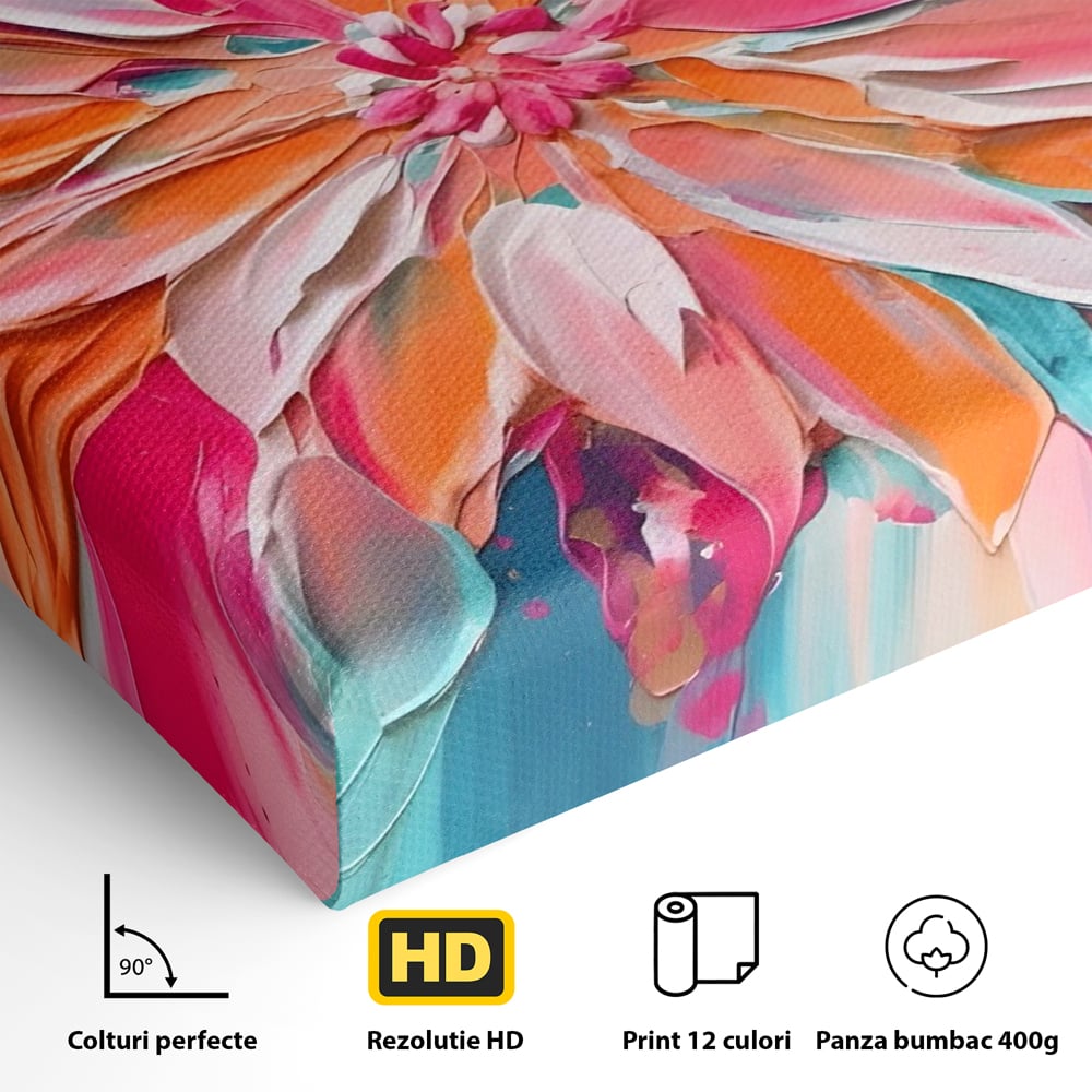 Tablou Canvas Premium LuxCanva® A1508, Simfonie Roz , Floare, Planta, Multicolor, Decorativ, Room, Culori Vibrante