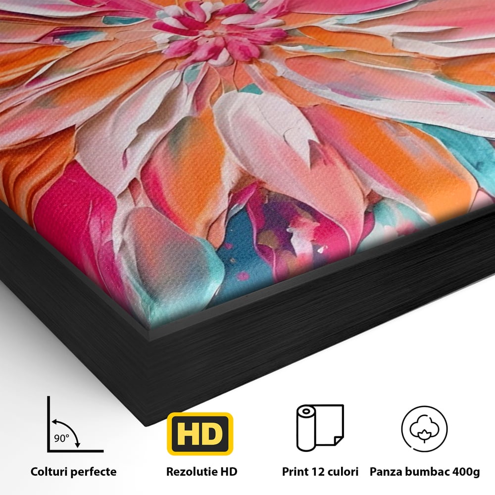 Tablou Canvas Premium LuxCanva® A1508, Simfonie Roz , Floare, Planta, Multicolor, Decorativ, Room, Culori Vibrante