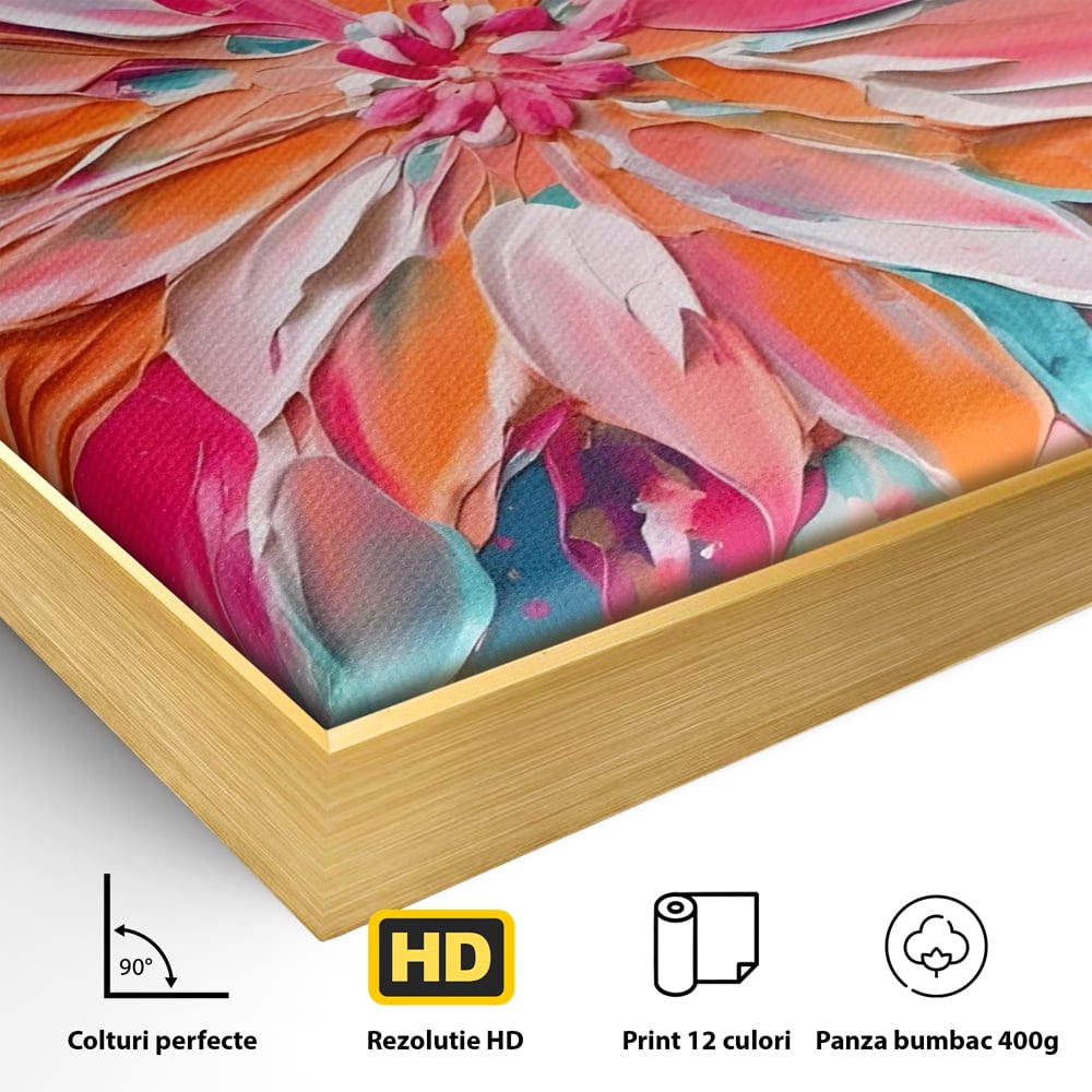 Tablou Canvas Premium LuxCanva® A1508, Simfonie Roz , Floare, Planta, Multicolor, Decorativ, Room, Culori Vibrante