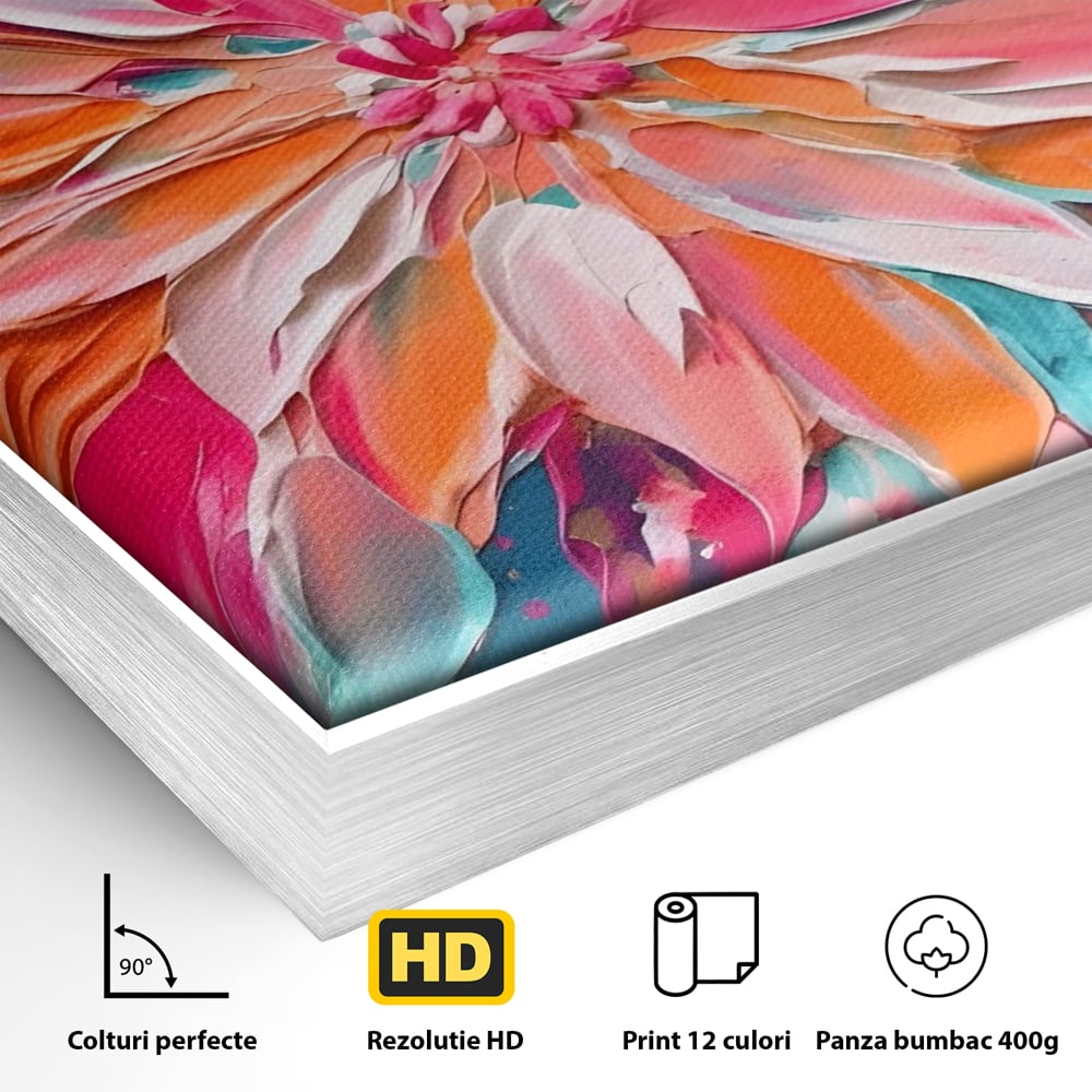 Tablou Canvas Premium LuxCanva® A1508, Simfonie Roz , Floare, Planta, Multicolor, Decorativ, Room, Culori Vibrante