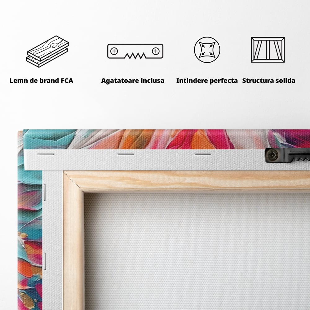 Tablou Canvas Premium LuxCanva® A1508, Simfonie Roz , Floare, Planta, Multicolor, Decorativ, Room, Culori Vibrante