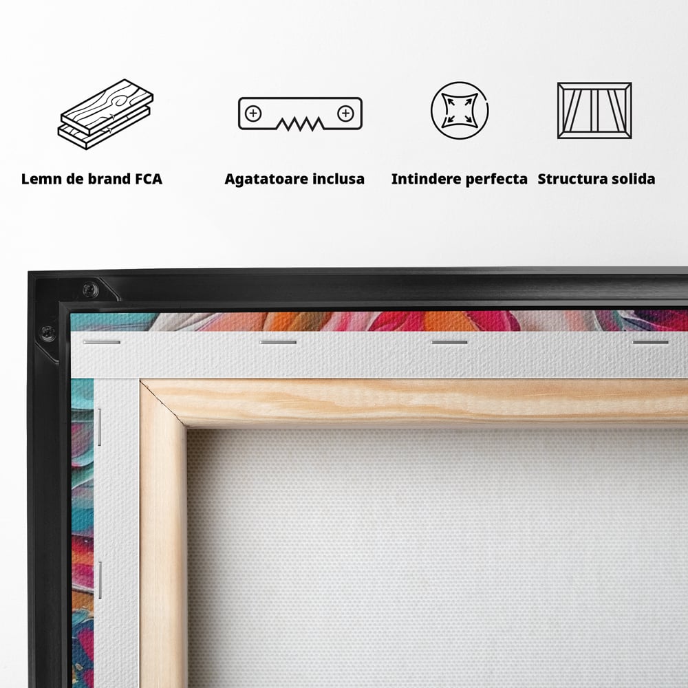 Tablou Canvas Premium LuxCanva® A1508, Simfonie Roz , Floare, Planta, Multicolor, Decorativ, Room, Culori Vibrante
