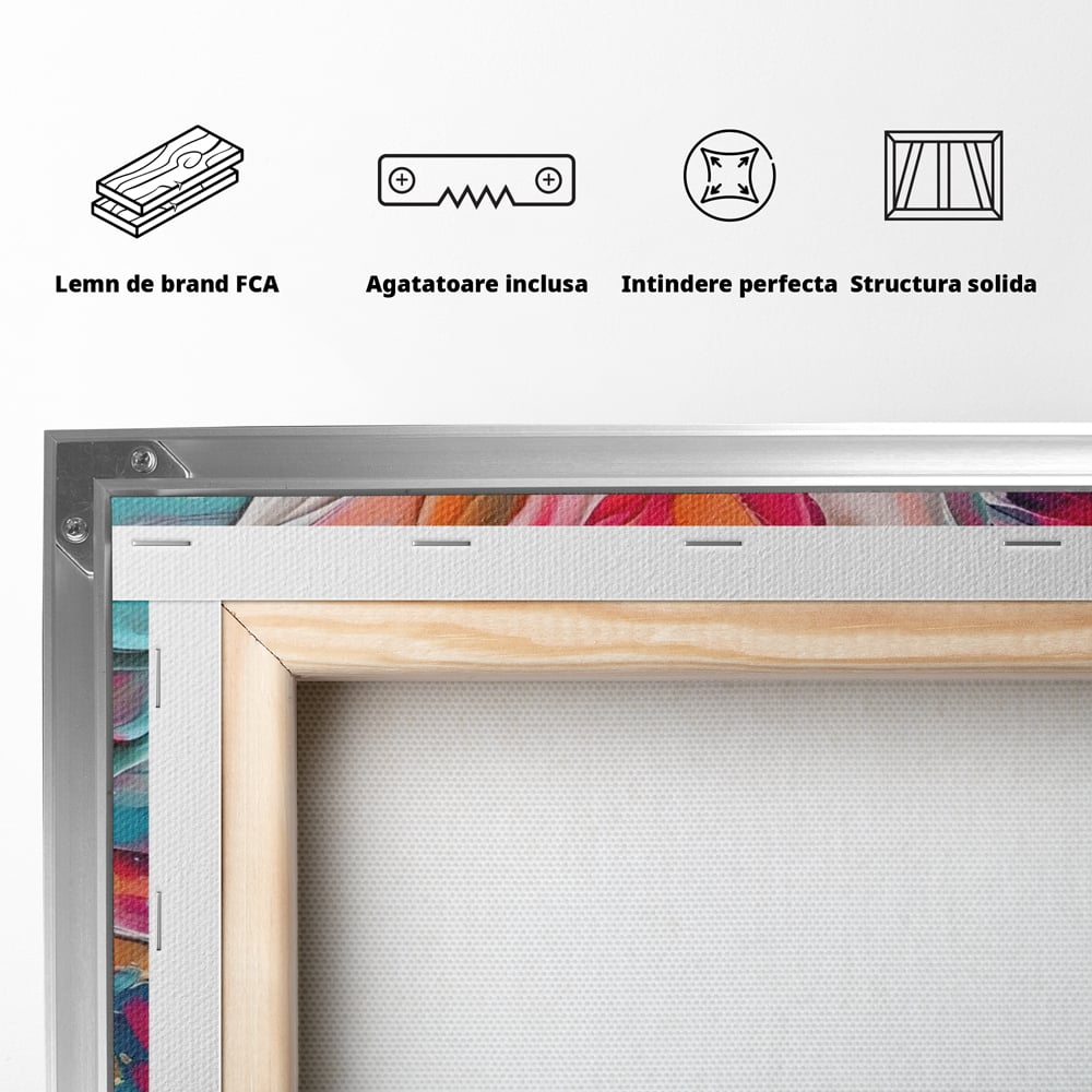 Tablou Canvas Premium LuxCanva® A1508, Simfonie Roz , Floare, Planta, Multicolor, Decorativ, Room, Culori Vibrante