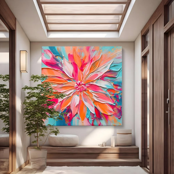Tablou Canvas Premium LuxCanva® A1508, Simfonie Roz , Floare, Planta, Multicolor, Decorativ, Room, Culori Vibrante