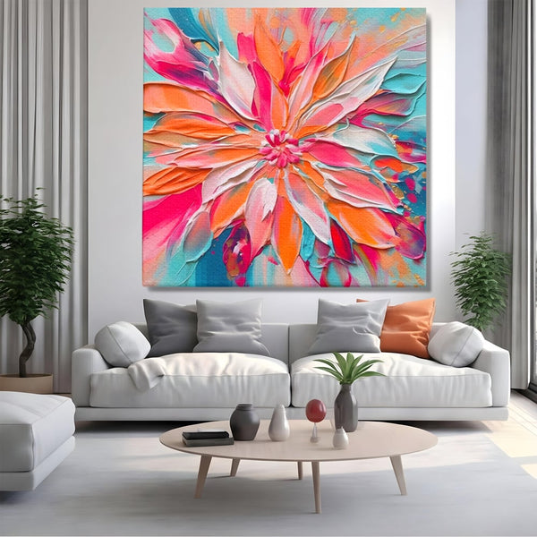 Tablou Canvas Premium LuxCanva® A1508, Simfonie Roz , Floare, Planta, Multicolor, Decorativ, Room, Culori Vibrante