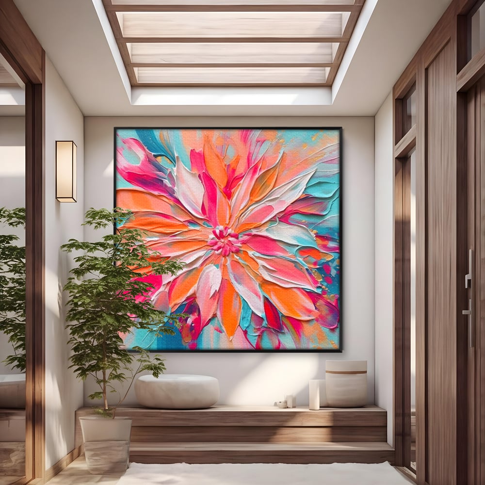 Tablou Canvas Premium LuxCanva® A1508, Simfonie Roz , Floare, Planta, Multicolor, Decorativ, Room, Culori Vibrante