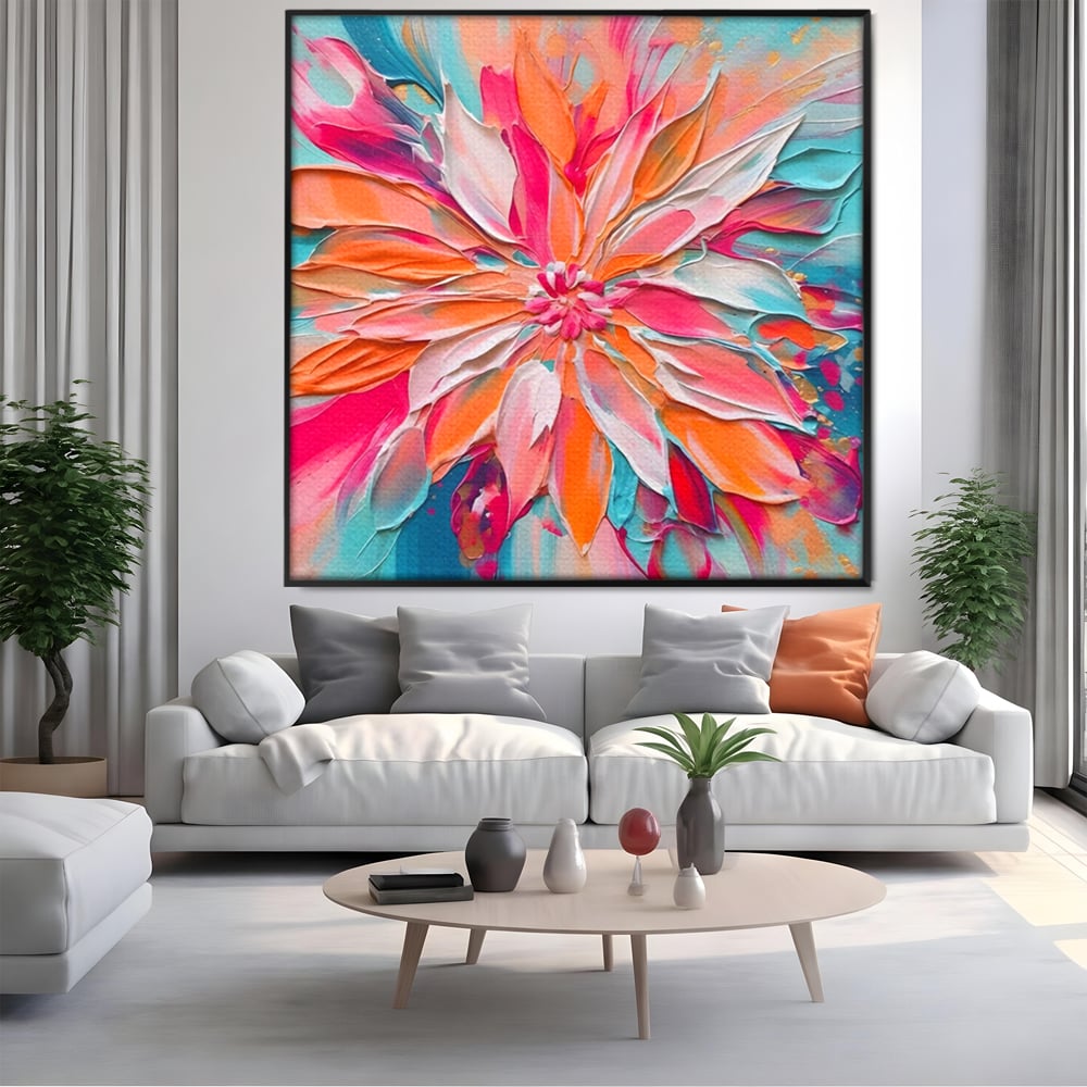 Tablou Canvas Premium LuxCanva® A1508, Simfonie Roz , Floare, Planta, Multicolor, Decorativ, Room, Culori Vibrante