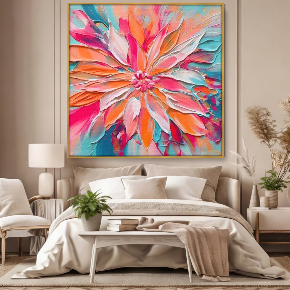 Tablou Canvas Premium LuxCanva® A1508, Simfonie Roz , Floare, Planta, Multicolor, Decorativ, Room, Culori Vibrante