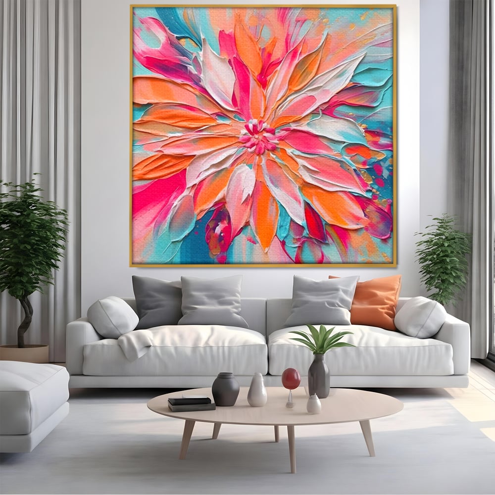 Tablou Canvas Premium LuxCanva® A1508, Simfonie Roz , Floare, Planta, Multicolor, Decorativ, Room, Culori Vibrante