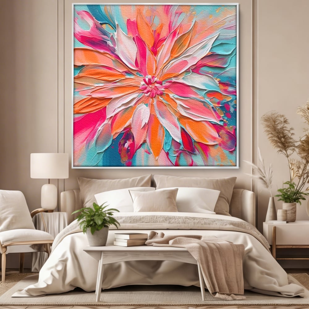 Tablou Canvas Premium LuxCanva® A1508, Simfonie Roz , Floare, Planta, Multicolor, Decorativ, Room, Culori Vibrante