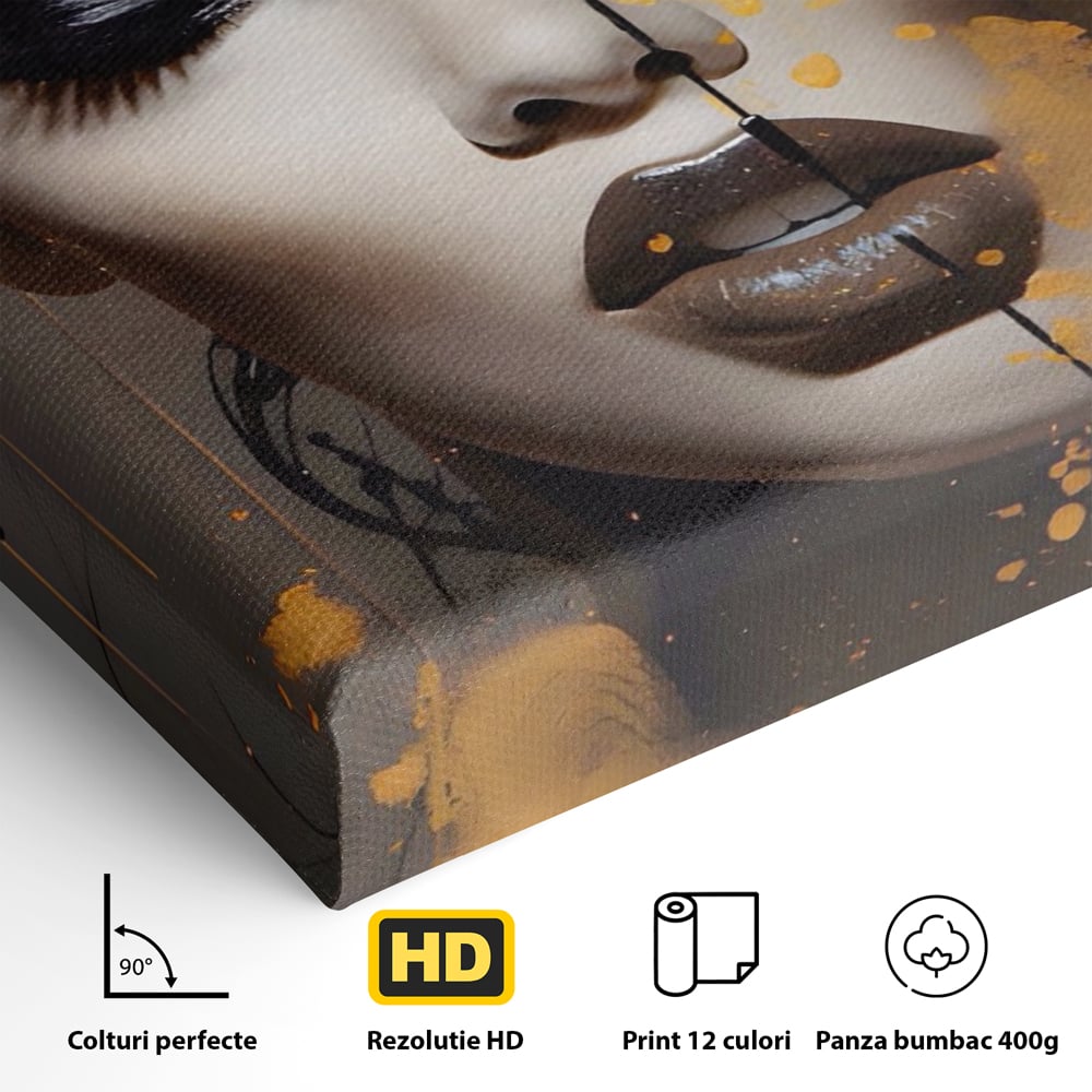 Tablou Canvas Premium LuxCanva® A1509, Butterfly And Girl , Fluturi, Frumusete, Insecte, Auriu, Decorativ, Room, Culori Vibrante