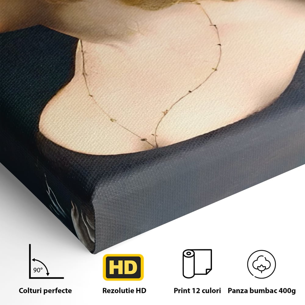 Tablou Canvas Premium LuxCanva® A1512, Portretul Unei Tinere Doamne , Galerie De Arta, Leonardo Da Vinci, Femeie, Pictura, Living, Culori Vibrante