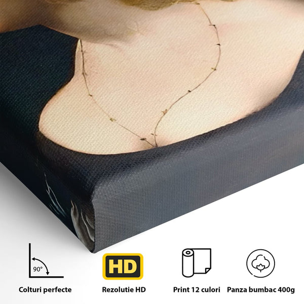 Tablou Canvas Premium LuxCanva® A1512, Portretul Unei Tinere Doamne , Galerie De Arta, Leonardo Da Vinci, Femeie, Pictura, Living, Culori Vibrante