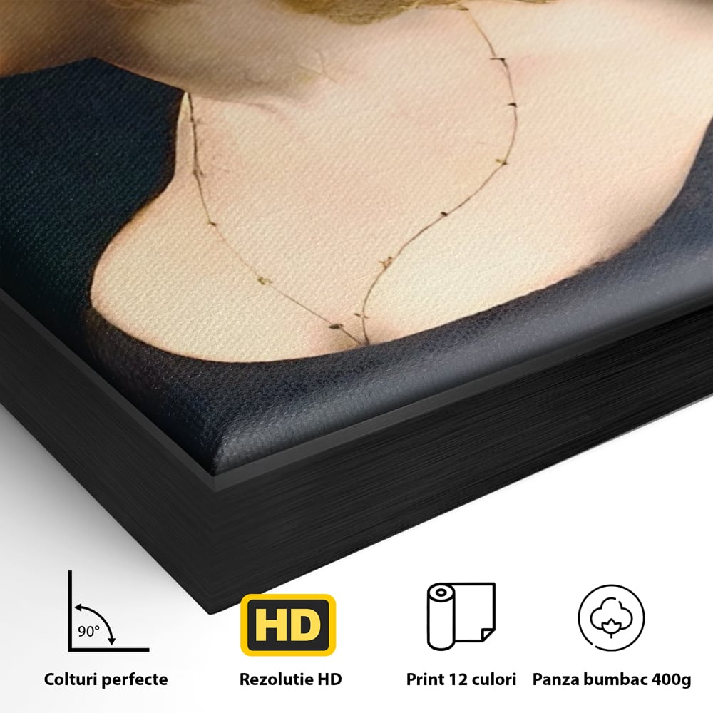 Tablou Canvas Premium LuxCanva® A1512, Portretul Unei Tinere Doamne , Galerie De Arta, Leonardo Da Vinci, Femeie, Pictura, Living, Culori Vibrante