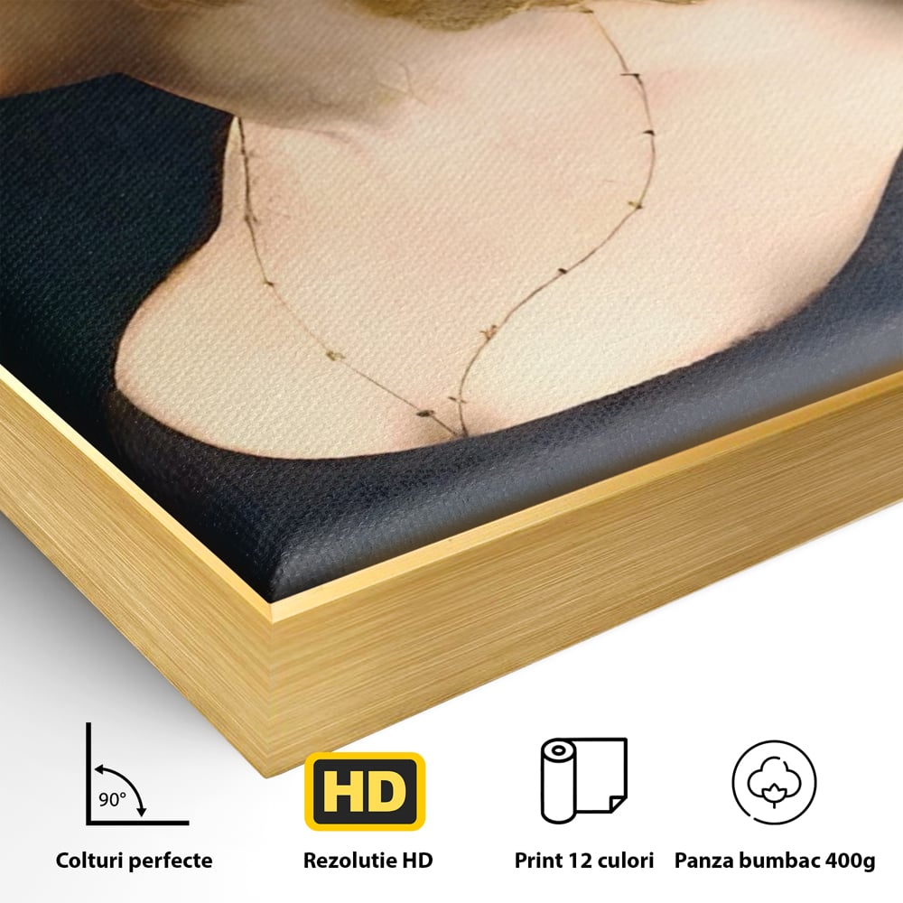 Tablou Canvas Premium LuxCanva® A1512, Portretul Unei Tinere Doamne , Galerie De Arta, Leonardo Da Vinci, Femeie, Pictura, Living, Culori Vibrante