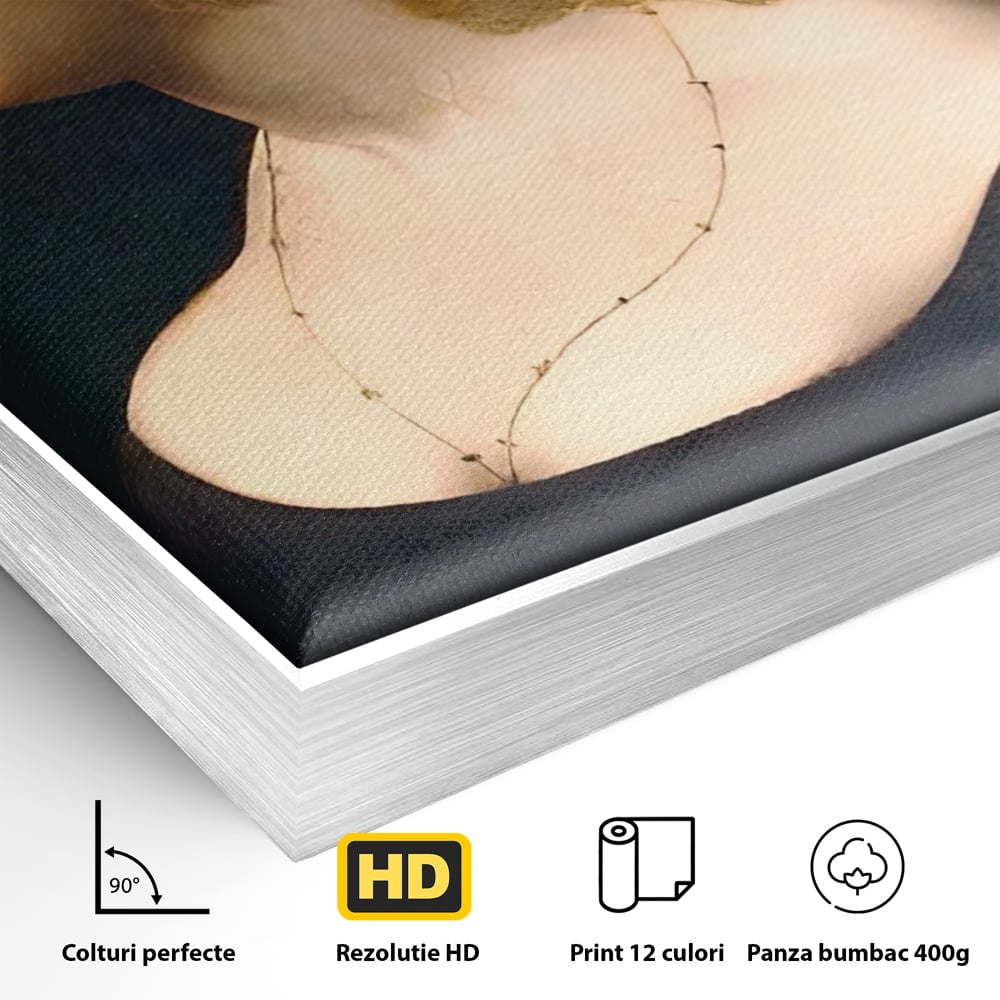 Tablou Canvas Premium LuxCanva® A1512, Portretul Unei Tinere Doamne , Galerie De Arta, Leonardo Da Vinci, Femeie, Pictura, Living, Culori Vibrante