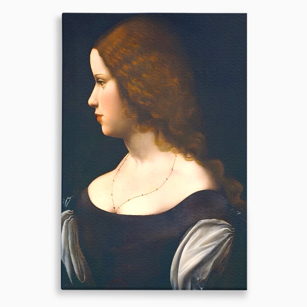 Tablou Canvas Premium LuxCanva® A1512, Portretul Unei Tinere Doamne , Galerie De Arta, Leonardo Da Vinci, Femeie, Pictura, Living, Culori Vibrante