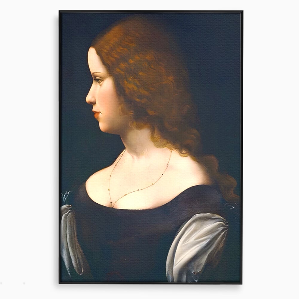 Tablou Canvas Premium LuxCanva® A1512, Portretul Unei Tinere Doamne , Galerie De Arta, Leonardo Da Vinci, Femeie, Pictura, Living, Culori Vibrante