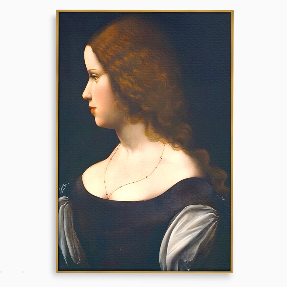 Tablou Canvas Premium LuxCanva® A1512, Portretul Unei Tinere Doamne , Galerie De Arta, Leonardo Da Vinci, Femeie, Pictura, Living, Culori Vibrante