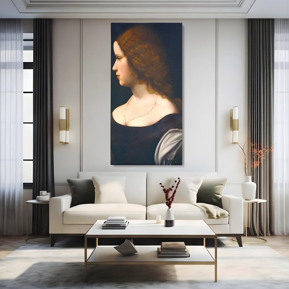Tablou Canvas Premium LuxCanva® A1512, Portretul Unei Tinere Doamne , Galerie De Arta, Leonardo Da Vinci, Femeie, Pictura, Living, Culori Vibrante
