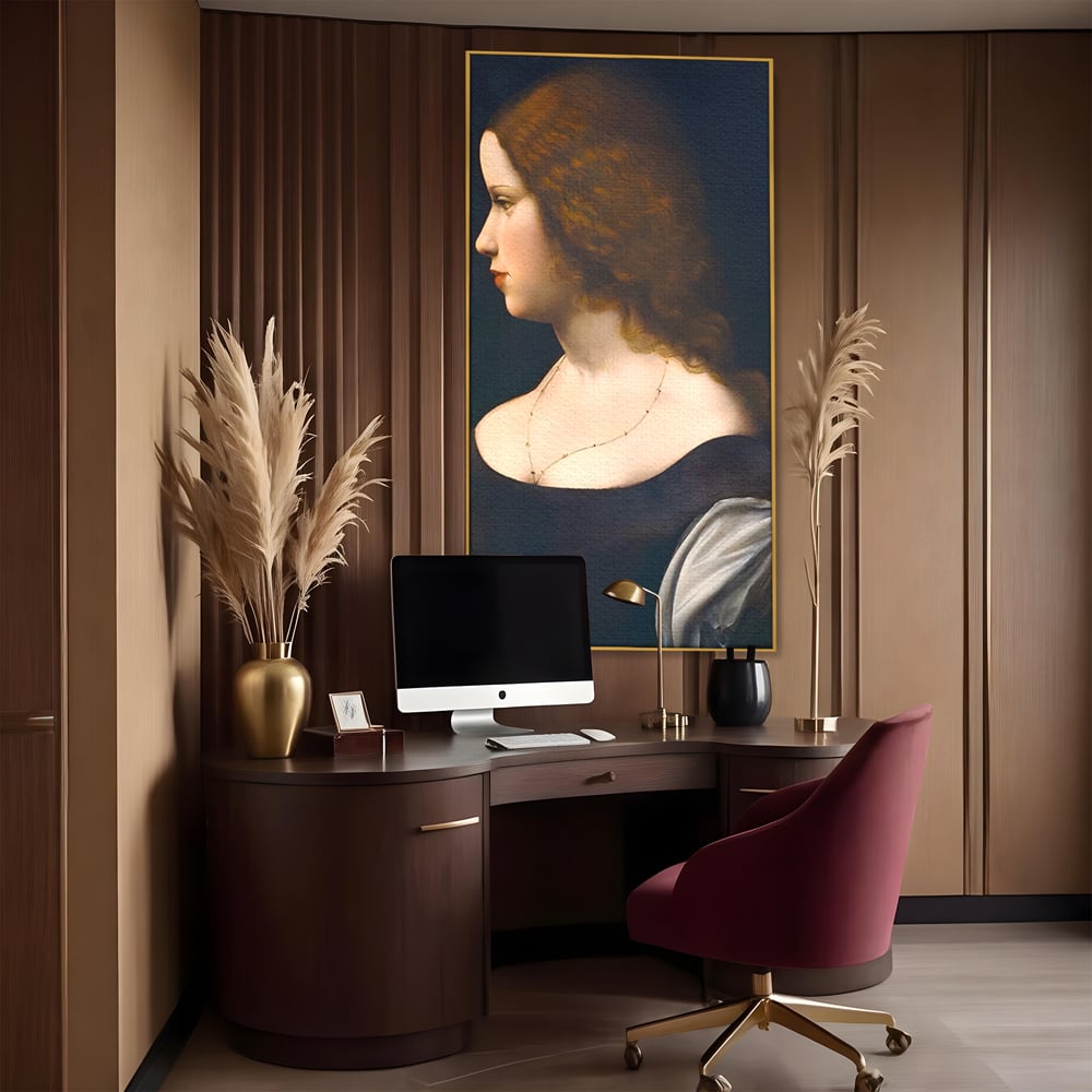 Tablou Canvas Premium LuxCanva® A1512, Portretul Unei Tinere Doamne , Galerie De Arta, Leonardo Da Vinci, Femeie, Pictura, Living, Culori Vibrante