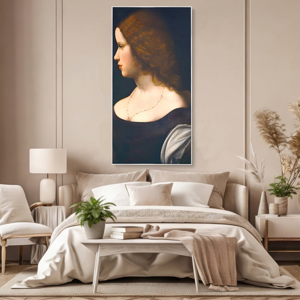 Tablou Canvas Premium LuxCanva® A1512, Portretul Unei Tinere Doamne , Galerie De Arta, Leonardo Da Vinci, Femeie, Pictura, Living, Culori Vibrante