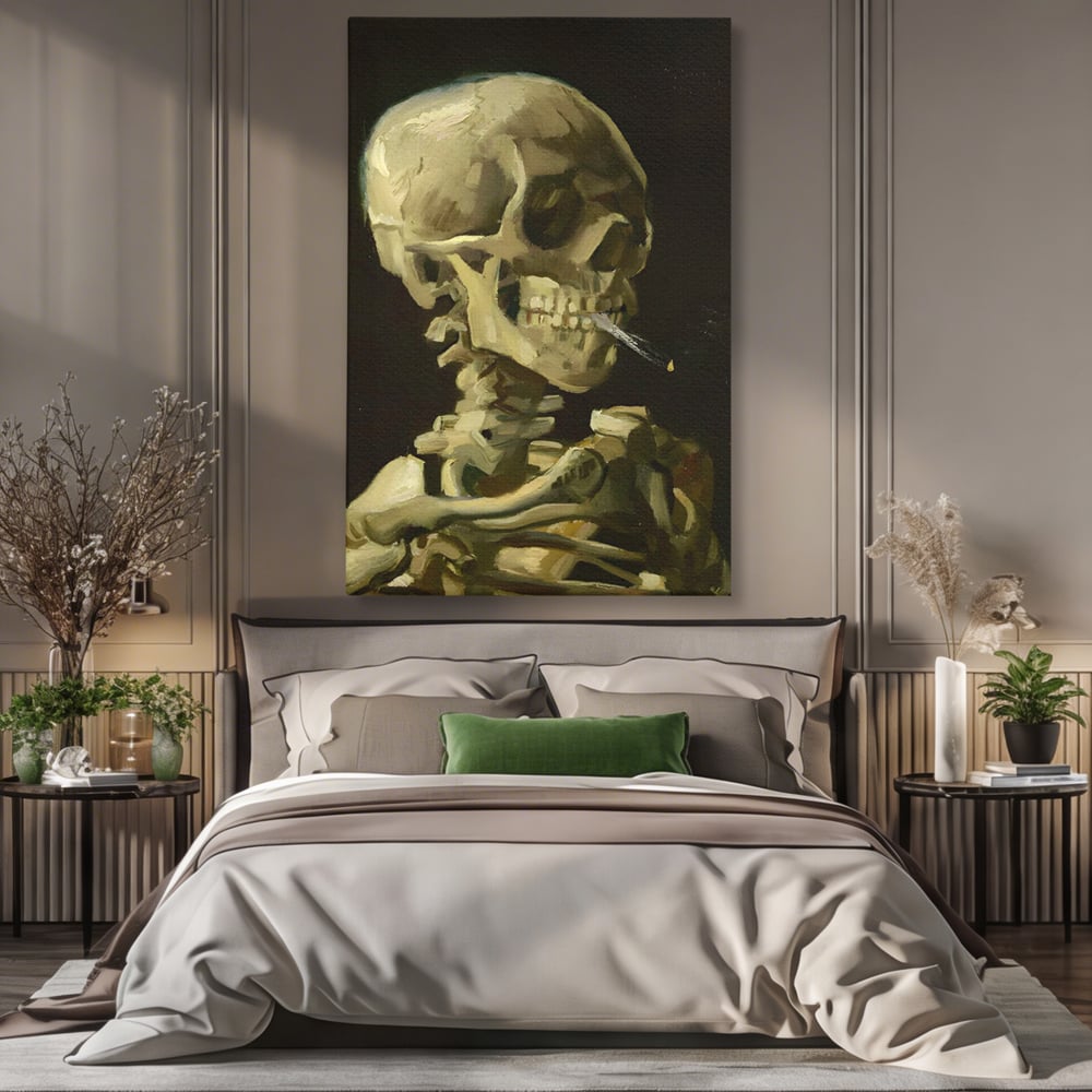 Tablou Canvas Premium LuxCanva® A1513, Skeletons , Room, Tigara, Schelete, Oase, Living, Culori Vibrante