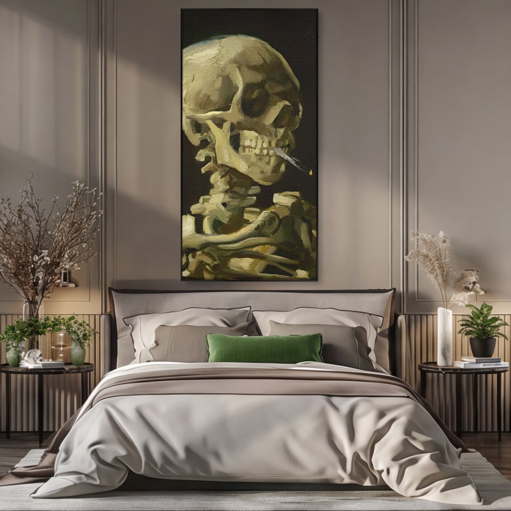 Tablou Canvas Premium LuxCanva® A1513, Skeletons , Room, Tigara, Schelete, Oase, Living, Culori Vibrante