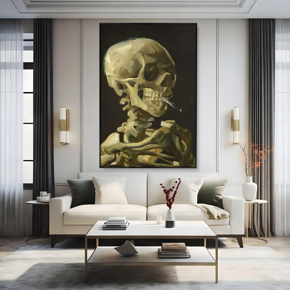 Tablou Canvas Premium LuxCanva® A1513, Skeletons , Room, Tigara, Schelete, Oase, Living, Culori Vibrante