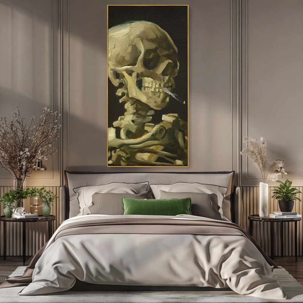 Tablou Canvas Premium LuxCanva® A1513, Skeletons , Room, Tigara, Schelete, Oase, Living, Culori Vibrante