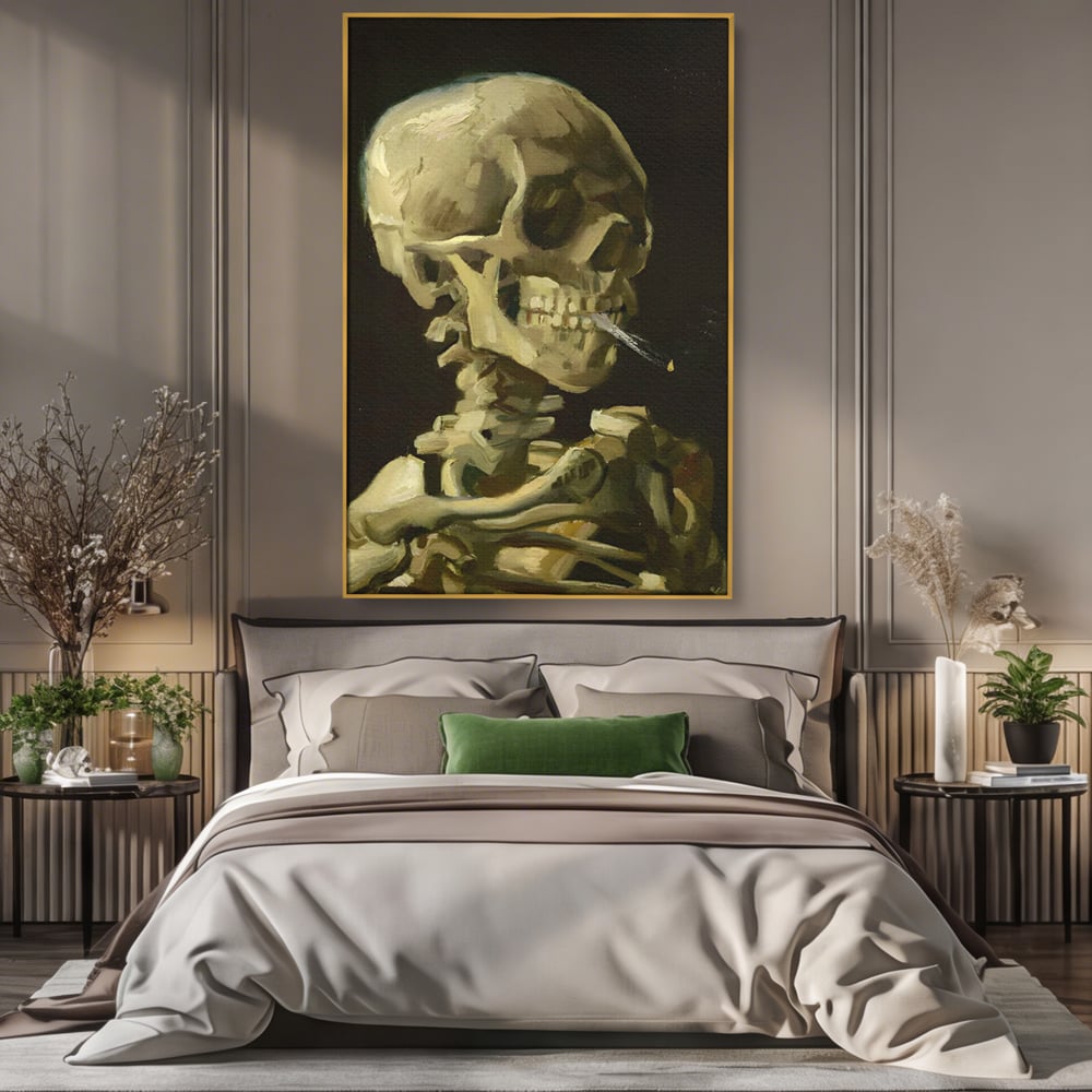 Tablou Canvas Premium LuxCanva® A1513, Skeletons , Room, Tigara, Schelete, Oase, Living, Culori Vibrante