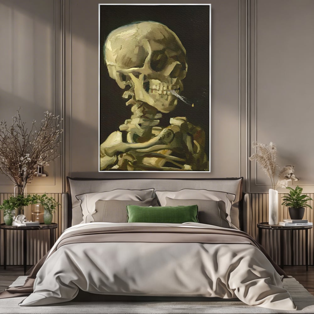 Tablou Canvas Premium LuxCanva® A1513, Skeletons , Room, Tigara, Schelete, Oase, Living, Culori Vibrante