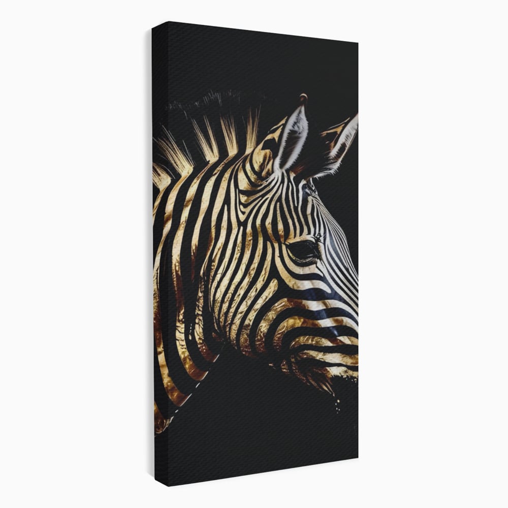 Tablou Canvas Premium LuxCanva® A1514, Zebra Aurie , Room, Animal, Safari, Gold, Decorativ, Living, Culori Vibrante