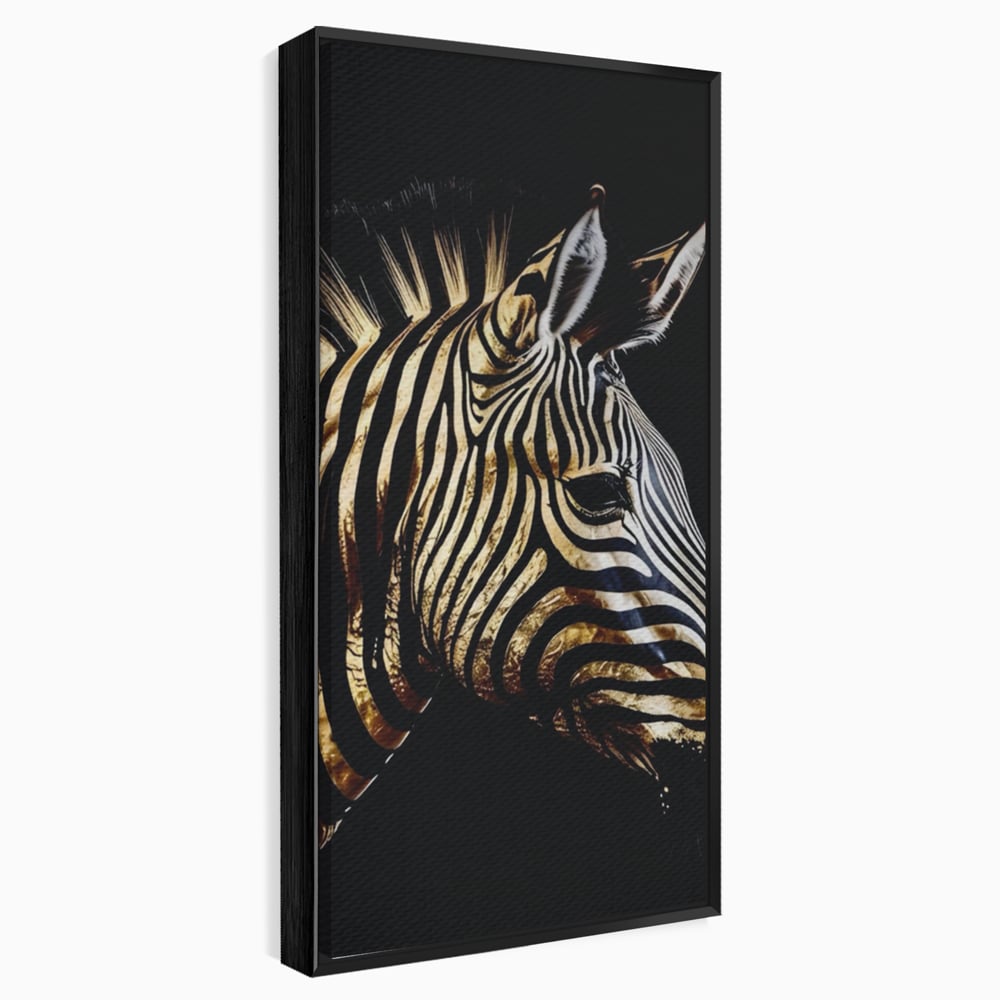 Tablou Canvas Premium LuxCanva® A1514, Zebra Aurie , Room, Animal, Safari, Gold, Decorativ, Living, Culori Vibrante